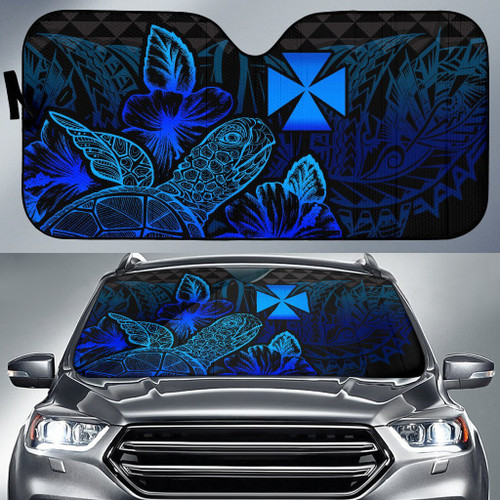 Wallis And Futuna Auto Sun Shades Turtle Hibiscus Blue