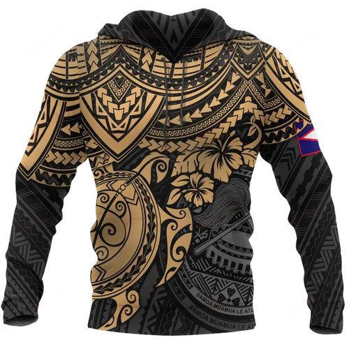 American Samoa Polynesian Hoodie - Gold Turtle