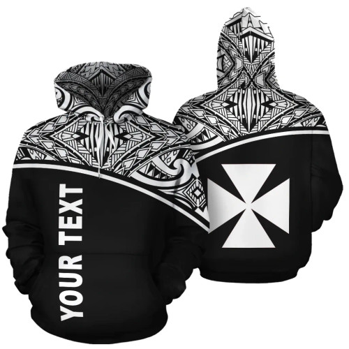 Wallis and Futuna Polynesian Personalised Custom Hoodie - Black Curve