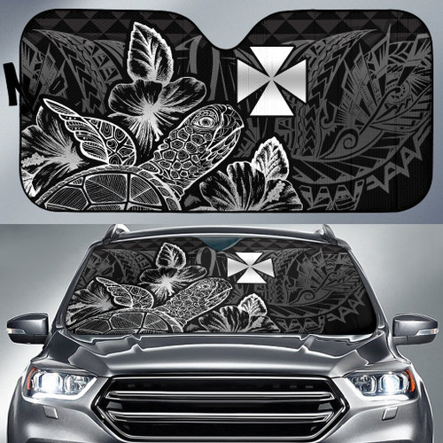 Wallis And Futuna Auto Sun Shades Turtle Hibiscus Black