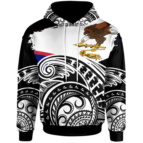American Samoa - Custom Personalised Hoodie - Ethnic Style With Round Black White Pattern