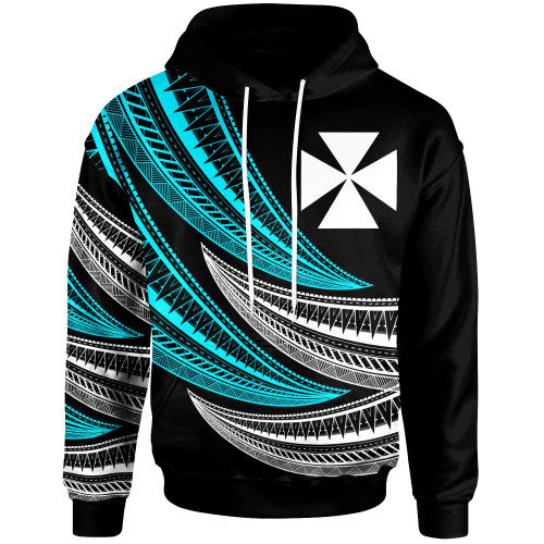 Wallis & Futuna - Custom Personalised Hoodie - Wave Pattern Alternating Blue Color