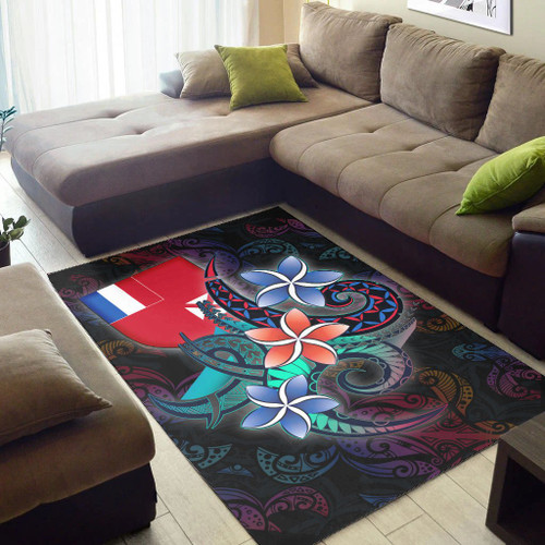 Wallis and Futuna Area Rug - Plumeria Flowers Style Polynesian 7