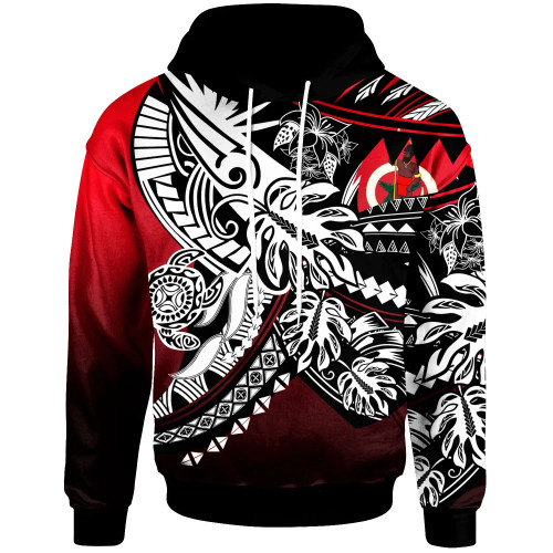 Vanuatu Hoodie - Tribal Jungle Pattern Red Color