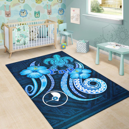 Yap Area Rug - Turtle and Tribal Tattoo Of Polynesian Polynesian 2