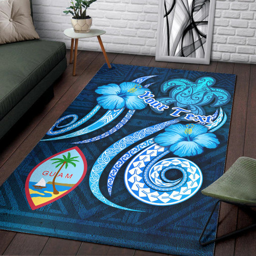Guam Personalised Area Rug - Turtle and Tribal Tattoo Of Polynesian Polynesian 1