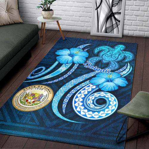 Hawaii Area Rug -Turtle and Tribal Tattoo Of Polynesian Polynesian 1