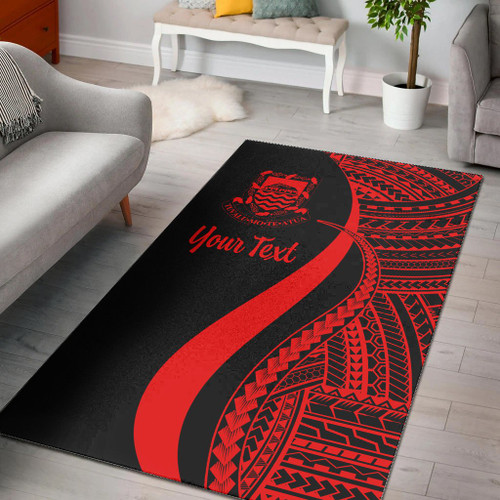 Tuvalu Custom Personalised Area Rug - Red Polynesian Tentacle Tribal Pattern Polynesian 1