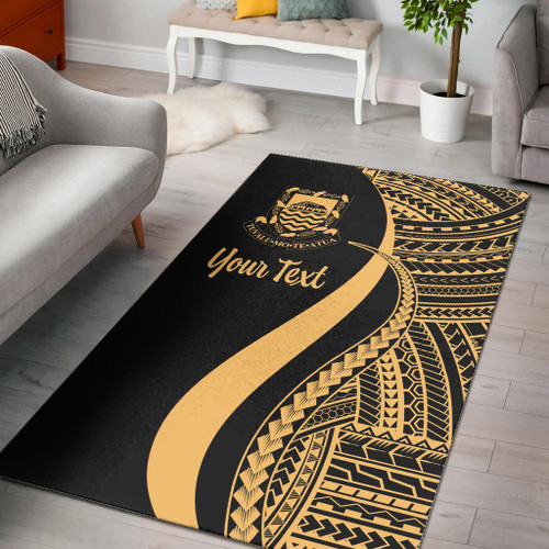 Tuvalu Custom Personalised Area Rug - Gold Polynesian Tentacle Tribal Pattern Polynesian 1