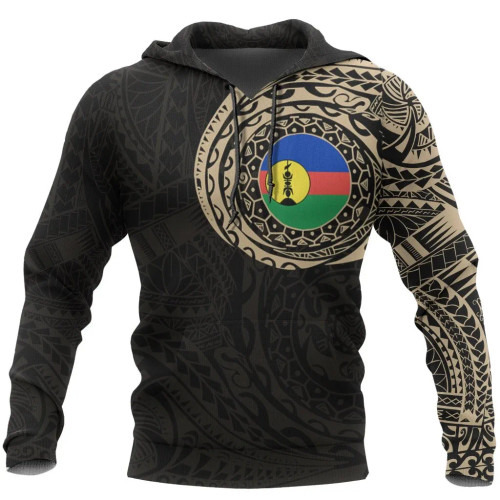 New Caledonia Hoodie - New Caledonia Flag Polynesian Tattoo Style