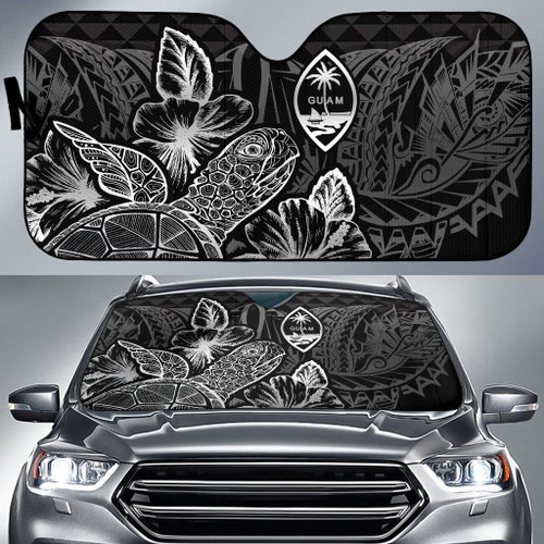 Guam Auto Sun Shades Turtle Hibiscus Black