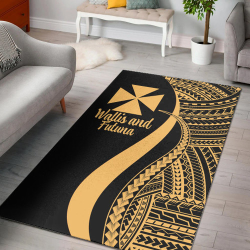 Wallis and Futuna Area Rug - Gold Polynesian Tentacle Tribal Pattern Polynesian 1