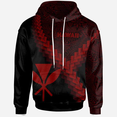 Hawaii Kanaka Maoli Hoodie - Hawaii Kanaka Maoli Coat Of Arms With Polynesian Tattoo Red
