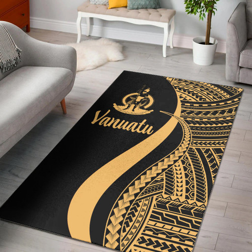 Vanuatu Area Rug - Gold Polynesian Tentacle Tribal Pattern Polynesian 1