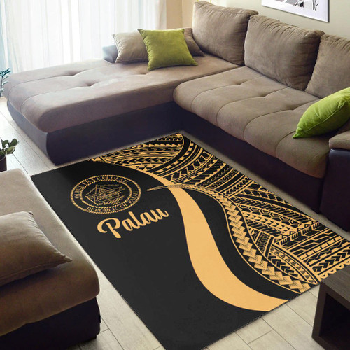 Palau Area Rug - Gold Polynesian Tentacle Tribal Pattern Polynesian 1