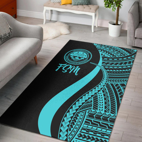 Federated States of Micronesia Area Rug - Turquoise Polynesian Tentacle Tribal Pattern Polynesian 1