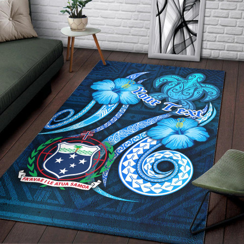 [Custom] Samoa Personalised Area Rug -Turtle and Tribal Tattoo Of Polynesian Polynesian 1