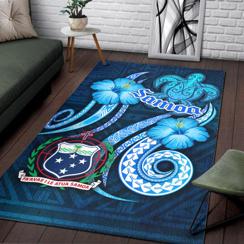 Samoa Area Rug -Turtle and Tribal Tattoo Of Polynesian Polynesian 1