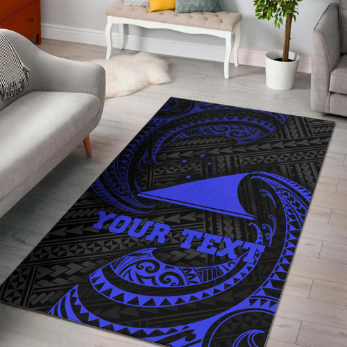 Tokelau Polynesian Custom Personalised Area Rug - Blue Tribal Wave Polynesian 1
