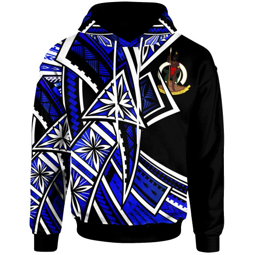 Vanuatu Hoodie - Tribal Flower Special Pattern Blue Color
