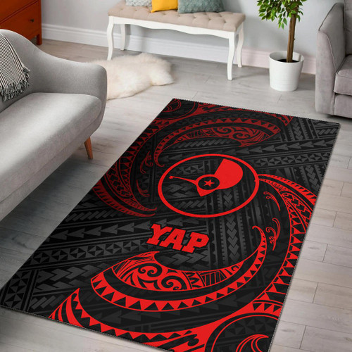 Yap Polynesian Area Rug - Red Tribal Wave Polynesian 1