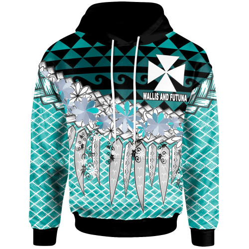 Wallis & Futuna Hoodies - Coconut Leaves Weave Pattern Blue