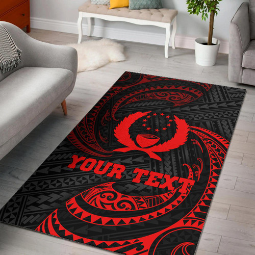 Pohnpei Polynesian Custom Personalised Area Rug - Red Tribal Wave Polynesian 1