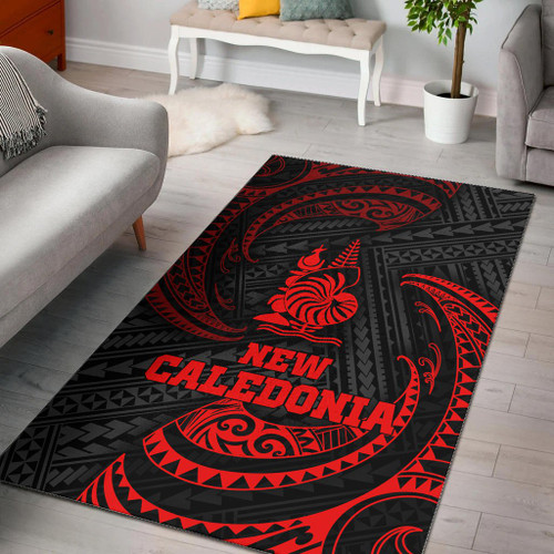 New Caledonia Polynesian Area Rug - Red Tribal Wave Polynesian 1