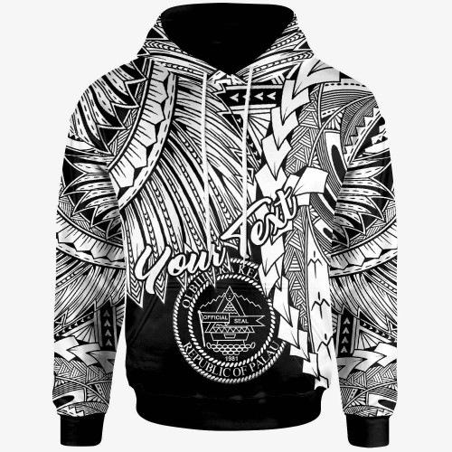 Palau Polynesian Custom Personalised Hoodie - Tribal Wave Tattoo White