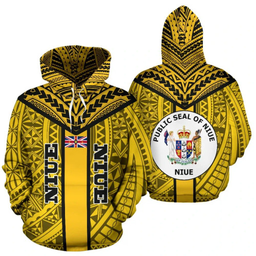Niue Hoodie - Niue Flag Coat Of Arms Polynesian Tattoo