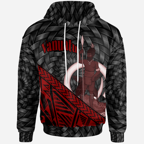 Vanuatu Hoodie - Red Polynesian Patterns With Bamboo
