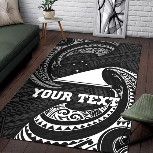 Tokelau Polynesian Custom Personalised Area Rug - White Tribal Wave Polynesian 1