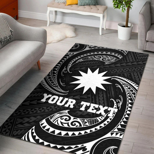 Nauru Polynesian Custom Personalised Area Rug - White Tribal Wave Polynesian 1