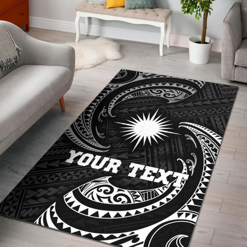 Marshall Islands Polynesian Custom Personalised Area Rug - White Tribal Wave Polynesian 1