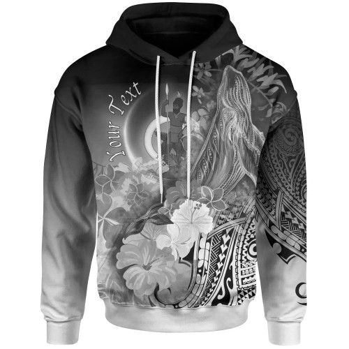 Vanuatu Custom Personalised Hoodie - Humpback Whale with Tropical Flowers (White)