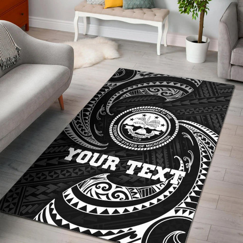 Federated States Of Micronesia Custom Personalised Area Rug - White Tribal Wave Polynesian 1