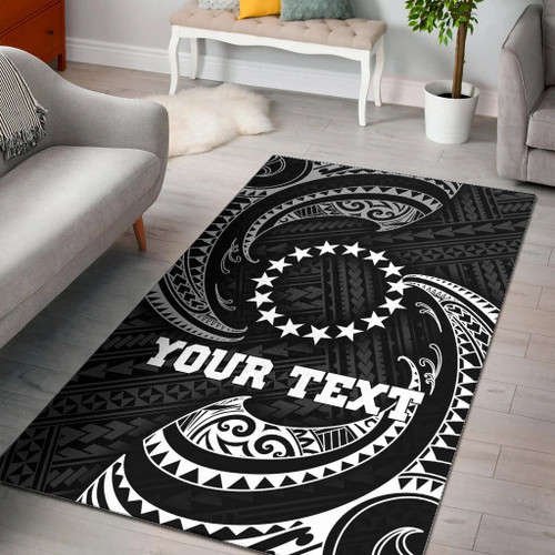 Cook Islands Polynesian Custom Personalised Area Rug - White Tribal Wave Polynesian 1