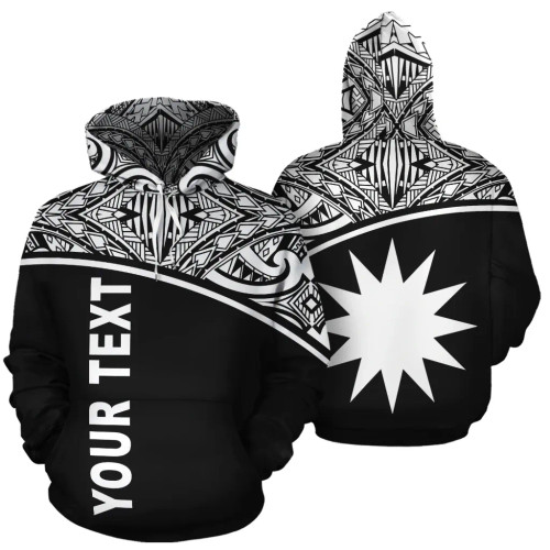 Nauru Polynesian Personalised Custom Hoodie - Black Curve