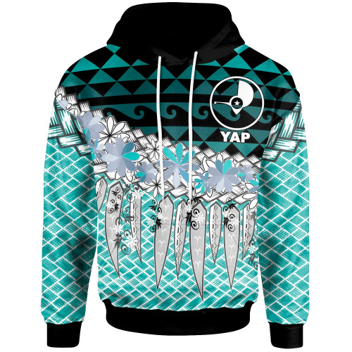Yap Hoodie - Coconut Leaves Weave Pattern Blue