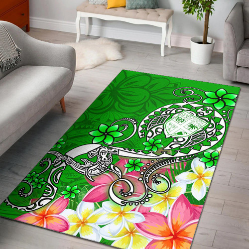 Fiji Area Rug - Turtle Plumeria (Green) Polynesian 1