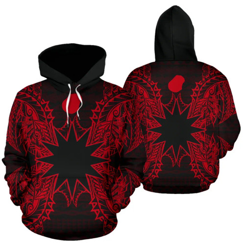 Nauru Polynesian All Over Hoodie Map Red
