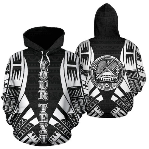 American Samoa All Over Custom Personalised Hoodie - Black Tattoo Style