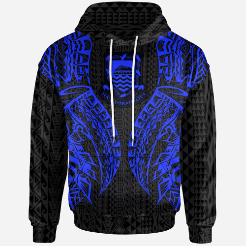 Tuvalu Hoodie - Polynesian Lion Head Blue Style