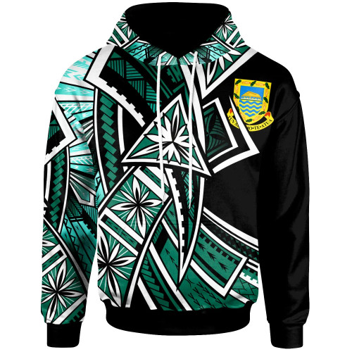 Tuvalu Hoodie - Tribal Flower Special Pattern Green Color