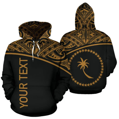 Chuuk All Over Custom Personalised Hoodie - Micronesian Gold Curve