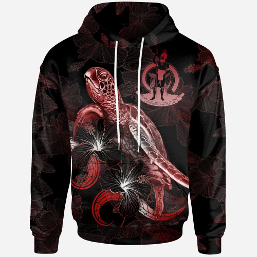 Vanuatu Polynesian Hoodie - Turtle With Blooming Hibiscus Red