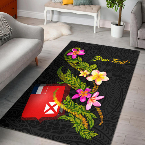 Wallis and Futuna Polynesian Custom Personalised Area Rug - Plumeria Tribal Polynesian 1