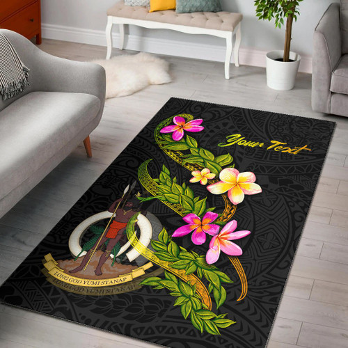 Vanuatu Polynesian Custom Personalised Area Rug - Plumeria Tribal Polynesian 1