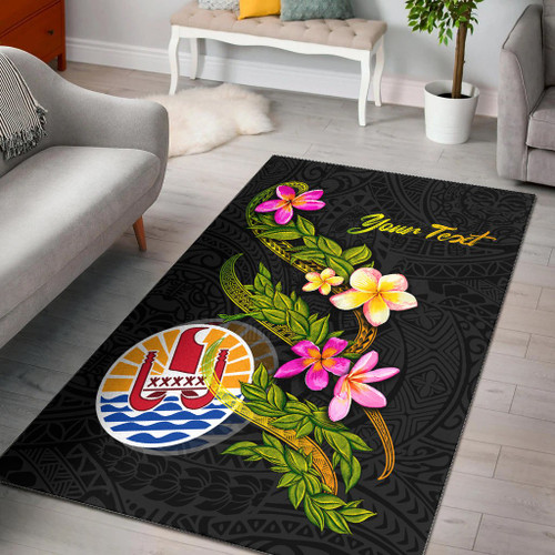 Tahiti Polynesian Custom Personalised Area Rug - Plumeria Tribal Polynesian 1