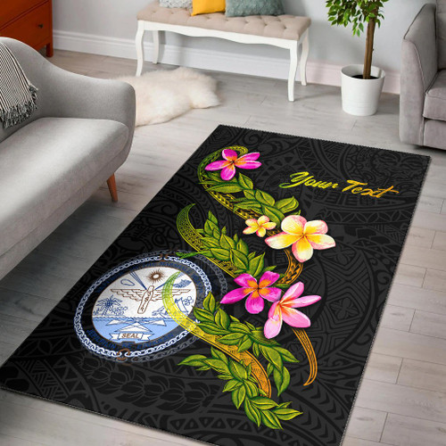 Marshall Islands Polynesian Custom Personalised Area Rug - Plumeria Tribal Polynesian 1